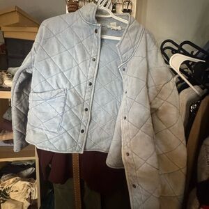 For The Republic Light Blue Quilted Puffer Jacket